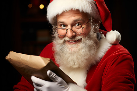 圣诞老人手持礼物背景图片