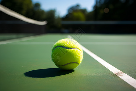 网球场上一颗网球背景图片