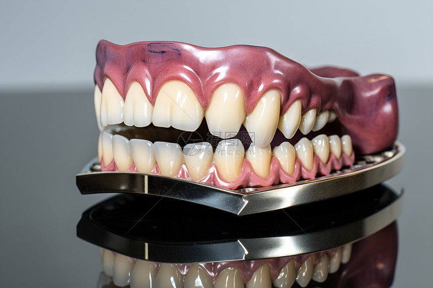 桌子上的牙齿模型图片