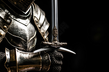 穿着盔甲拿着剑的骑士高清图片