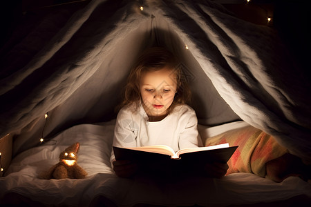 正在看书的小女孩高清图片