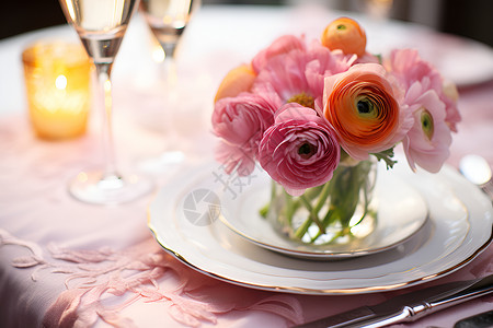 浪漫的餐桌背景图片