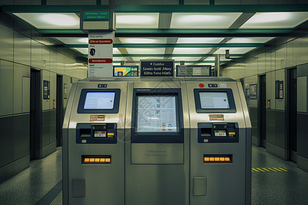 地铁站的自动售票机高清图片