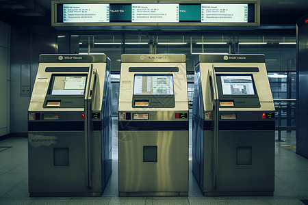 地铁站里自动售票机高清图片