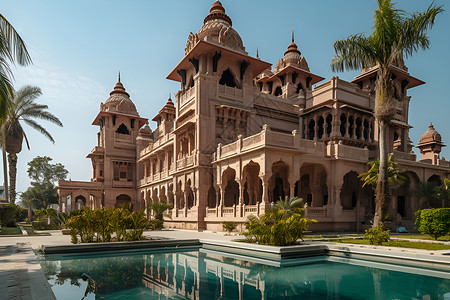 宏伟古典印度宫殿背景图片
