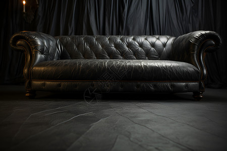 黑色皮革沙发背景图片