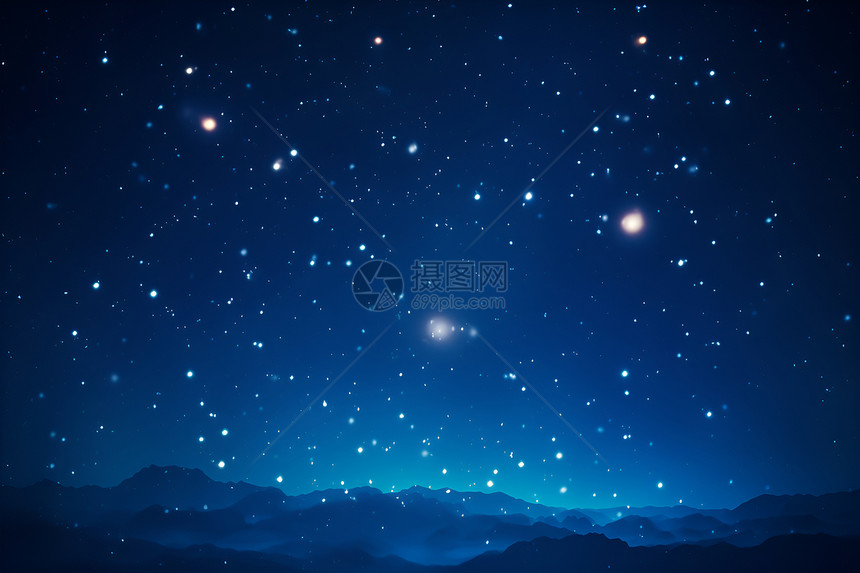 星空与山脉的夜晚图片