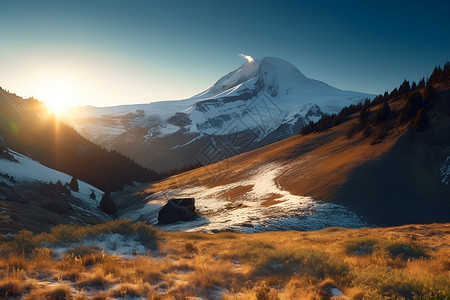 冰雪皑皑的山峰背景图片