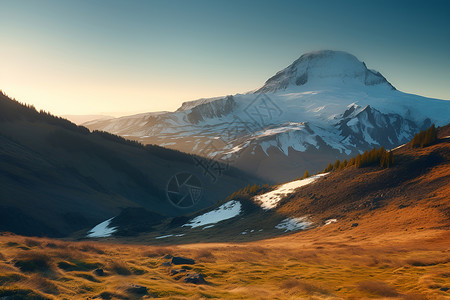 冬天壮丽的雪山背景图片