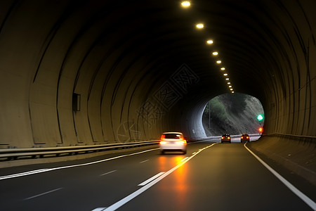 山脉中的交通隧道高清图片