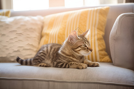 沙发上的小猫咪背景图片