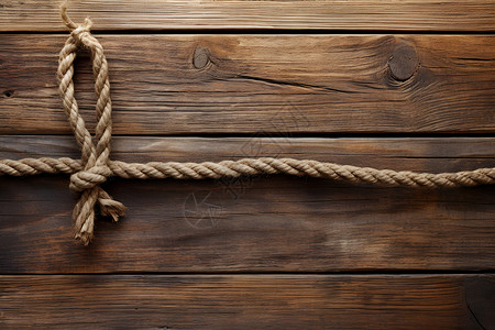 木板上粗糙的绳子背景图片