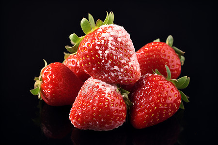 桌面上健康的草莓背景图片