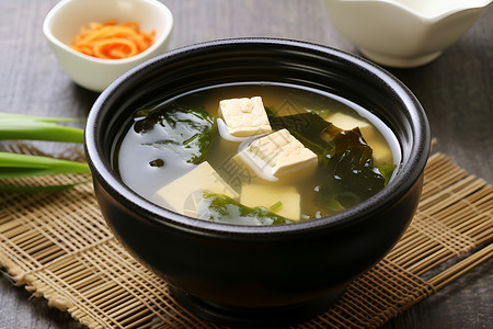 健康美味的日式豆腐海藻汤背景图片