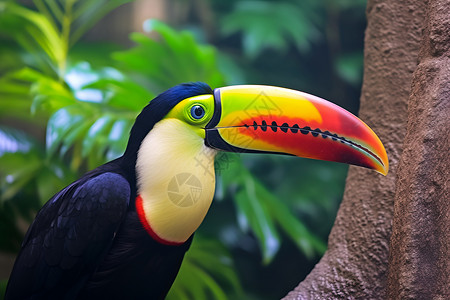 色彩斑斓的巨嘴鸟背景图片
