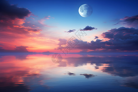 黄昏时的海面美景背景图片