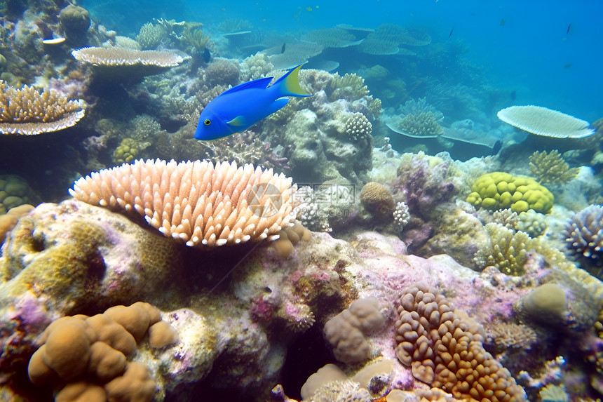 美丽的珊瑚群和鱼群图片