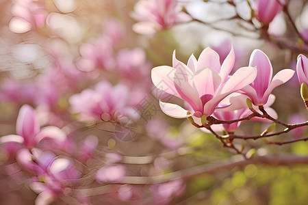 花园绽放的木兰花花朵背景图片