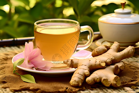 健康养生的姜茶背景图片