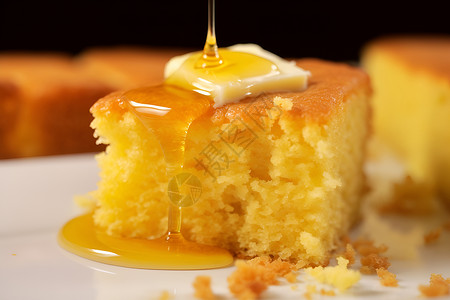 甜蜜诱人的蜂蜜蛋糕背景图片