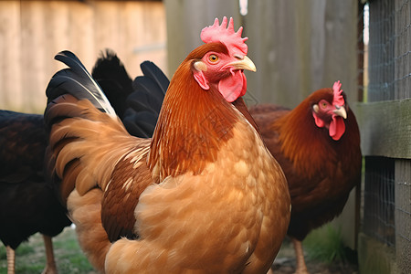 农场中养殖的鸡群背景图片