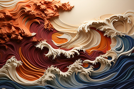 3D创意海浪模型背景图片