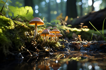 野生的菌类蘑菇背景图片