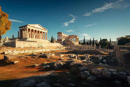 古文明的雅典废墟建筑高清图片