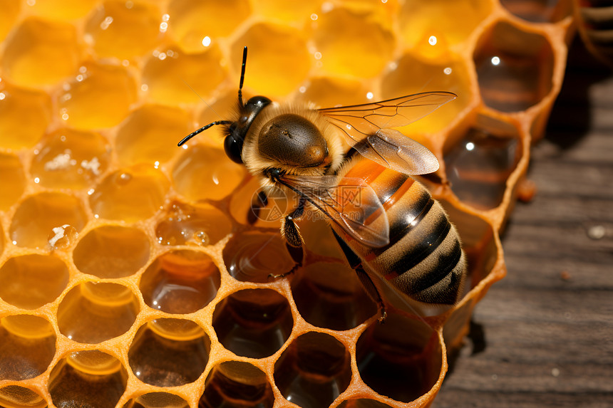 繁忙工作的蜜蜂图片