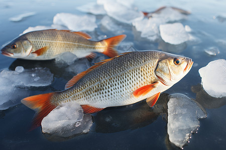 冬季钓鱼素材新鲜的淡水鱼背景