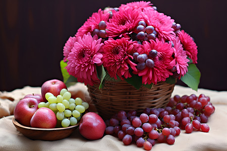 水果花束桌面上漂亮的花束背景