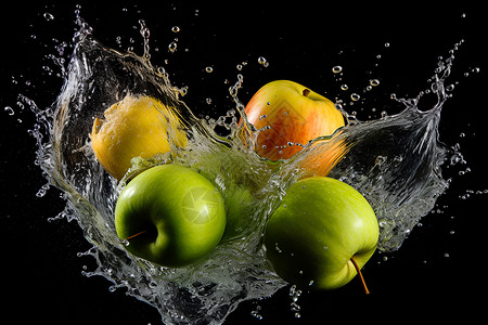 清洗的水果苹果背景图片