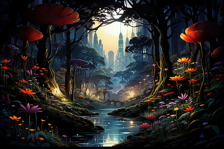 微观奇境的密林幻色背景图片