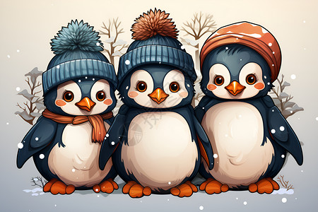 冬日聚会的小企鹅高清图片