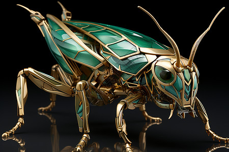 昆虫螳螂3D创意艺术的金属螳螂设计图片