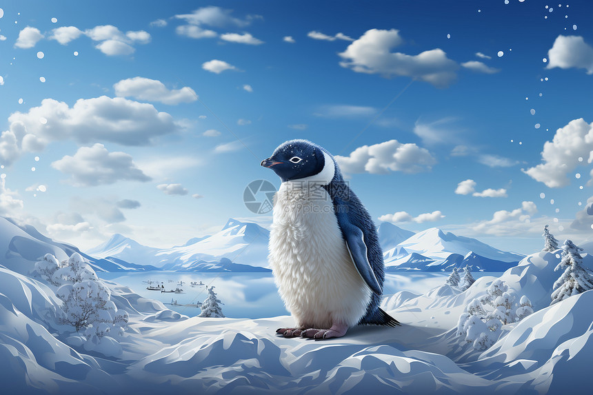 冬日里的可爱企鹅图片