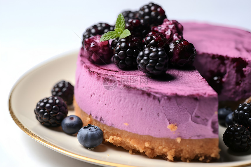 紫色的浆果蛋糕图片