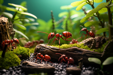 捉害虫野生动物的蚂蚁群背景