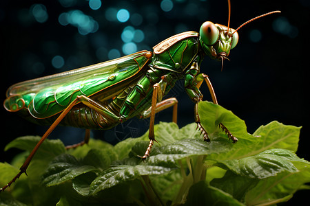绿植中的螳螂背景图片