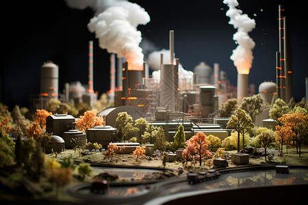 废物焚烧发电厂模型背景图片