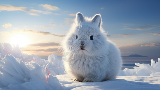 冬日雪兔飞跃背景图片