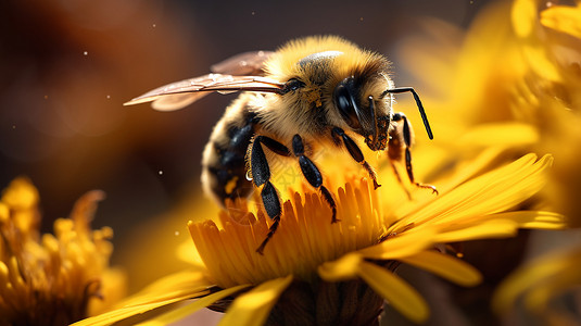 蜜蜂花园辛勤采蜜的蜜蜂背景