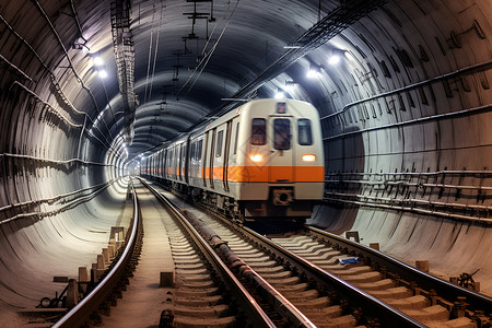 隧道内地铁隧道上的交通列车背景