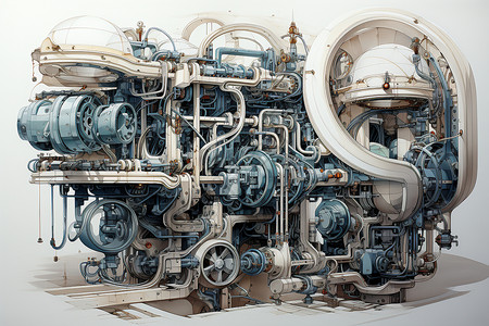 复杂结构的金属机械背景图片