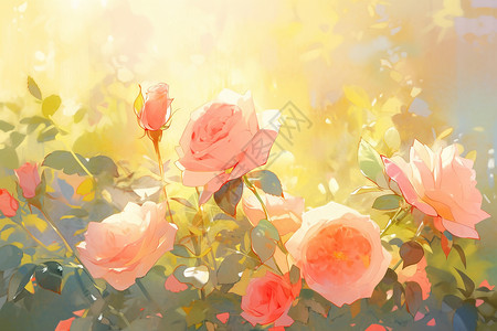 花园里的玫瑰花朵背景图片