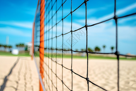 沙滩运动蓝天下的排球网背景