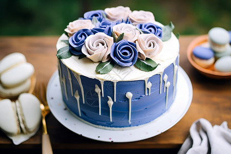 美味蓝色蛋糕背景图片