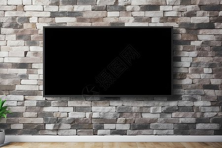 息屏显示砖墙上的电视背景