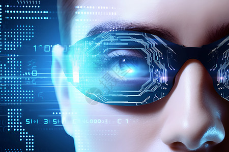 未来眼镜与数字化人像背景图片
