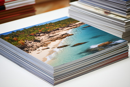 打印照片夏日海滩明信片背景